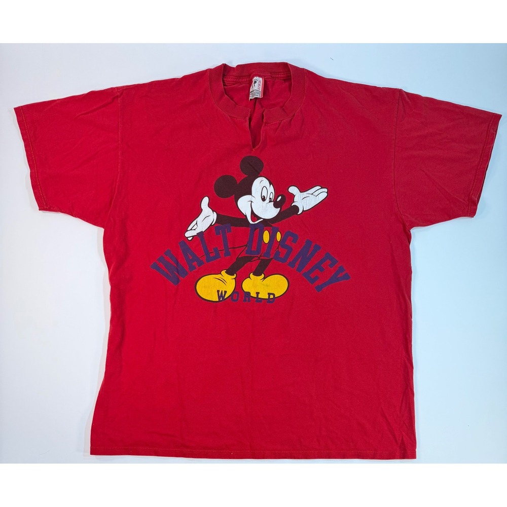 Vintage Walt Disney World Mickey Mouse T-Shirt Red Disney Designs XXL